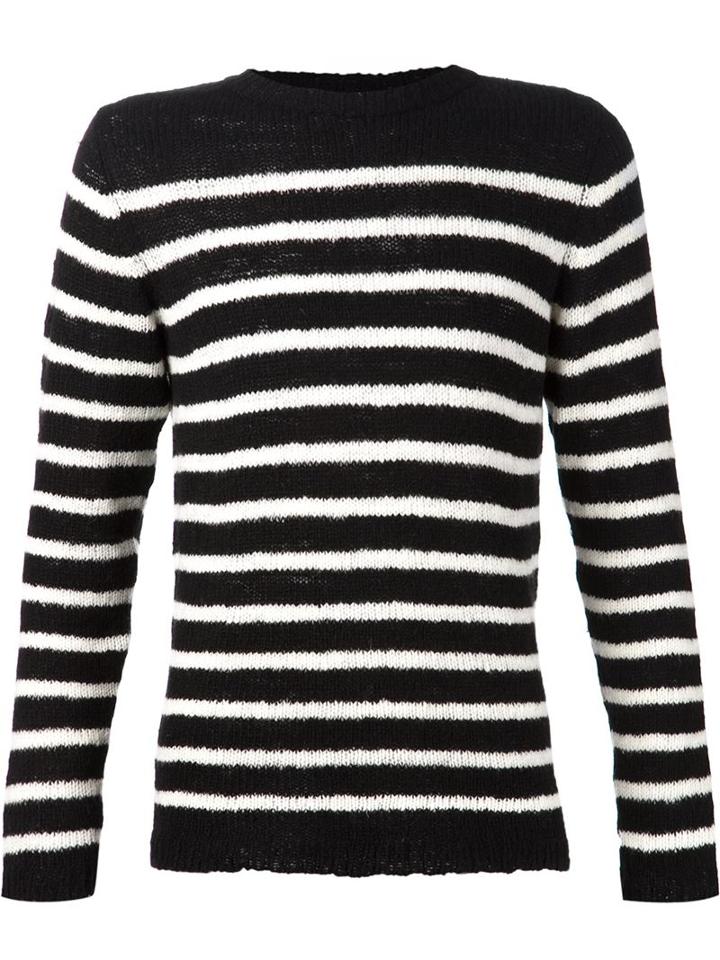The Elder Statesman Cashmere Striped Sweater, Adult Unisex, Size: Medium, Black, Cashmere