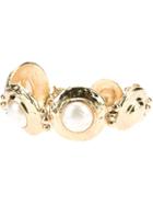 Yves Saint Laurent Vintage Faux Pearl Cabochon Bracelet, Women's, Metallic