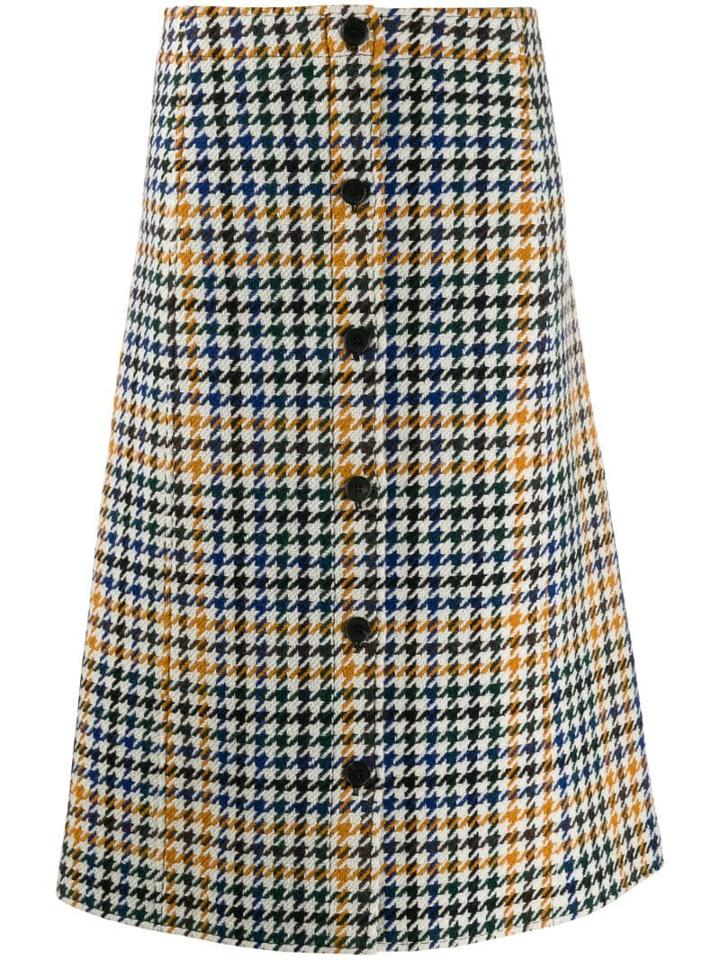 Mcq Alexander Mcqueen Houndstooth Skirt - Neutrals