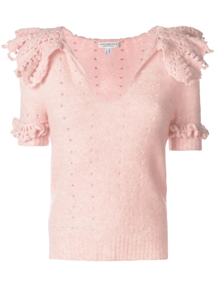 Philosophy Di Lorenzo Serafini Frill Knitted Top - Pink & Purple
