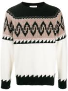 Laneus Patterned Detail Sweater - Black