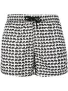 Nos Beachwear - Elephants Print Swim Shorts - Men - Polyamide - L, Black, Polyamide