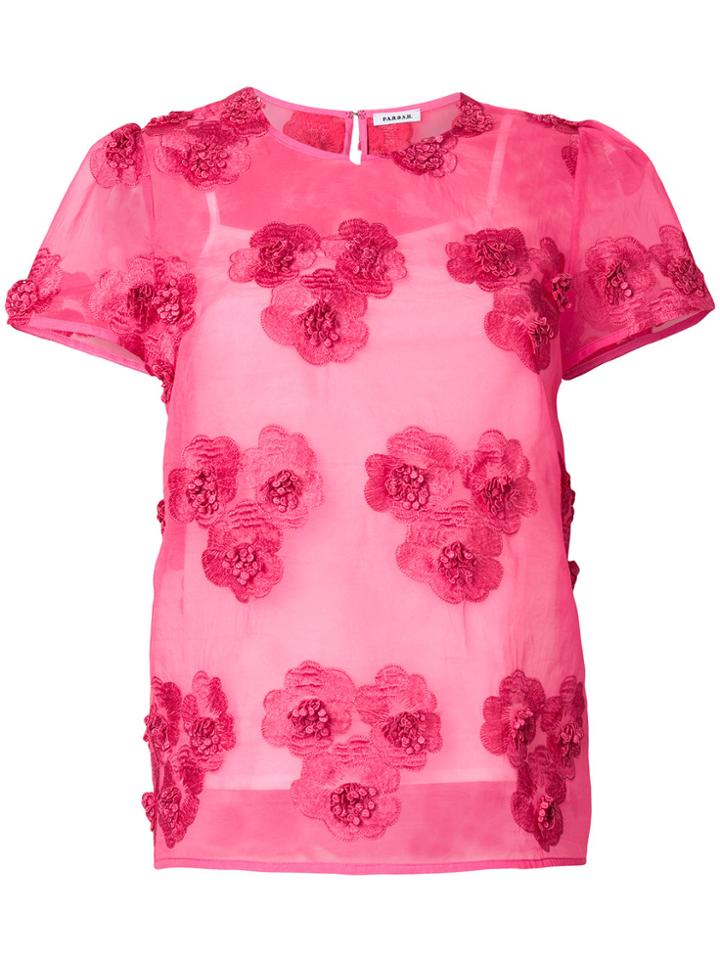 P.a.r.o.s.h. Floral-embroidered Top - Pink & Purple