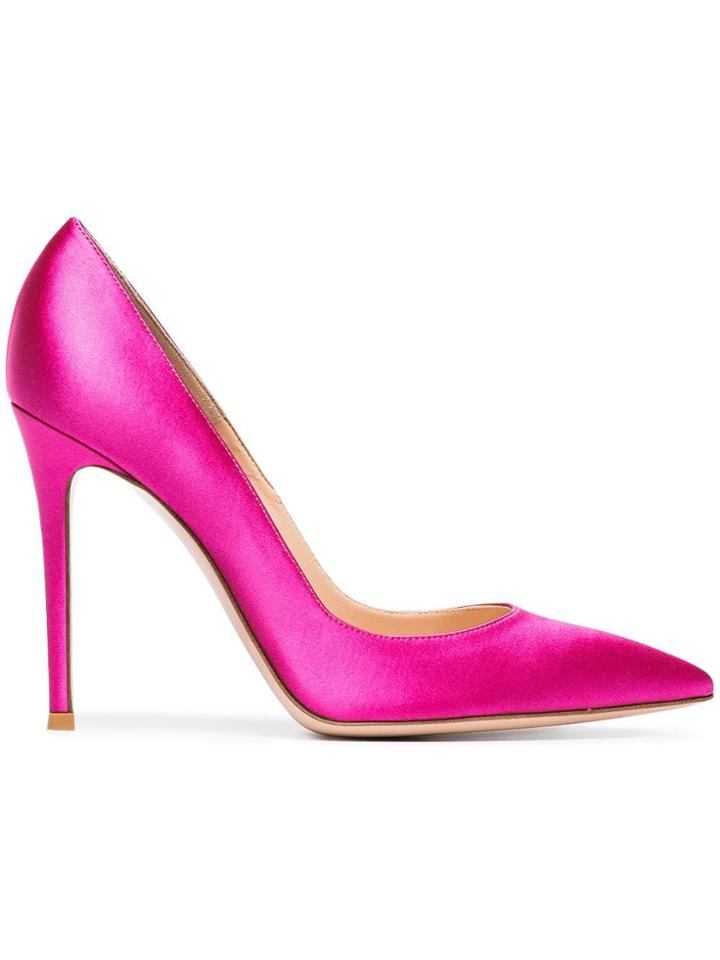 Gianvito Rossi Pink Satin 105 Pumps - Pink & Purple