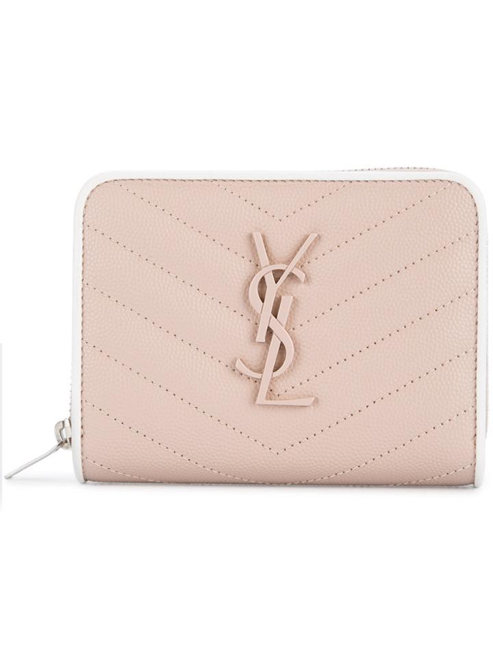 Saint Laurent Monogram Zip-around Wallet - Pink & Purple