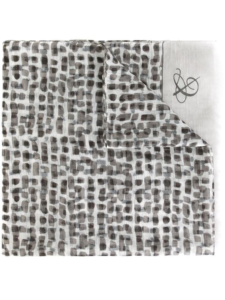 Canali Spot Print Scarf, Adult Unisex, Grey, Cotton/linen/flax