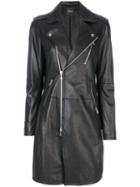 Theory - Long Leather Jacket - Women - Lamb Skin/rayon - M, Black, Lamb Skin/rayon