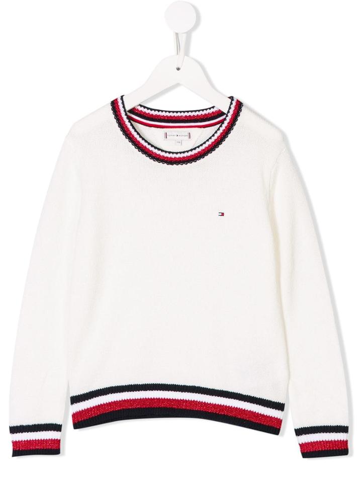Tommy Hilfiger Junior Striped Trim Jumper - White