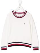 Tommy Hilfiger Junior Striped Trim Jumper - White