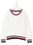 Tommy Hilfiger Junior Striped Trim Jumper - White