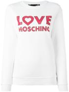 Love Moschino Logo Print Sweatshirt, Women's, Size: 40, White, Cotton