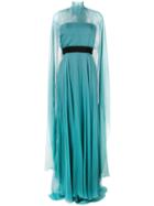 Alberta Ferretti - Sheer Caped Evening Gown - Women - Silk/acetate/other Fibers - 40, Blue, Silk/acetate/other Fibers