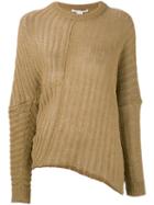Stella Mccartney - Rib Knit Jumper - Women - Linen/flax - 38, Green, Linen/flax