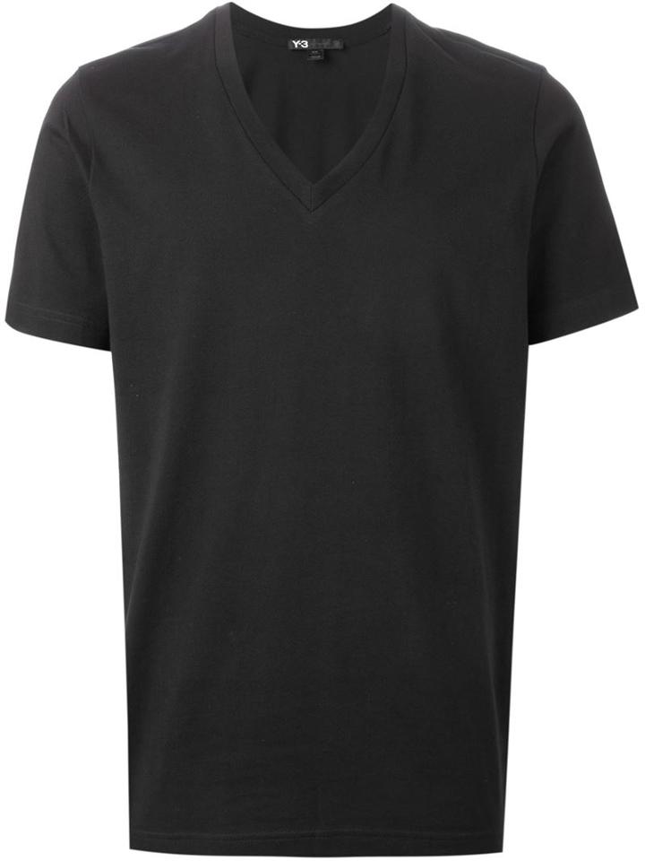 Y-3 V-neck T-shirt, Men's, Size: Small, Black, Cotton