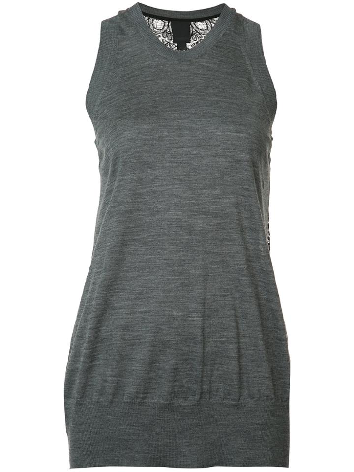 Vera Wang Lace Back Tank Top - Grey