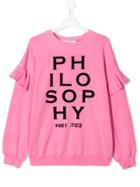 Philosophy Di Lorenzo Serafini Kids Teen Double Sleeve Logo Sweatshirt