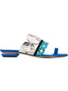 Nicholas Kirkwood Stella Sandals, Women's, Size: 37.5, Blue, Calf Leather/suede/leather/nylon