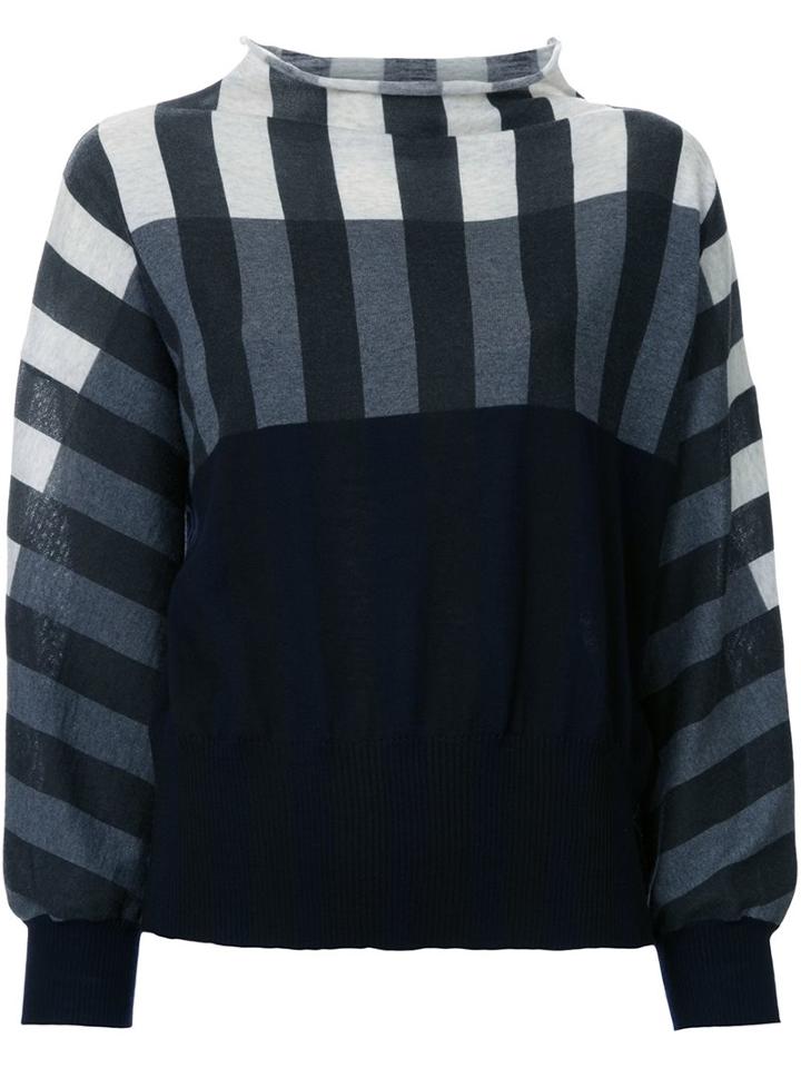 Tomas Maier Striped Colour Block Sweatshirt, Women's, Size: 6, Grey, Wool
