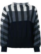 Tomas Maier Striped Colour Block Sweatshirt, Women's, Size: 6, Grey, Wool
