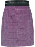 Msgm Checked Print Short Skirt - Pink & Purple