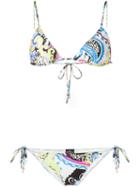 Etro Printed Triangle Bikini, Women's, Size: 42, White, Nylon/spandex/elastane
