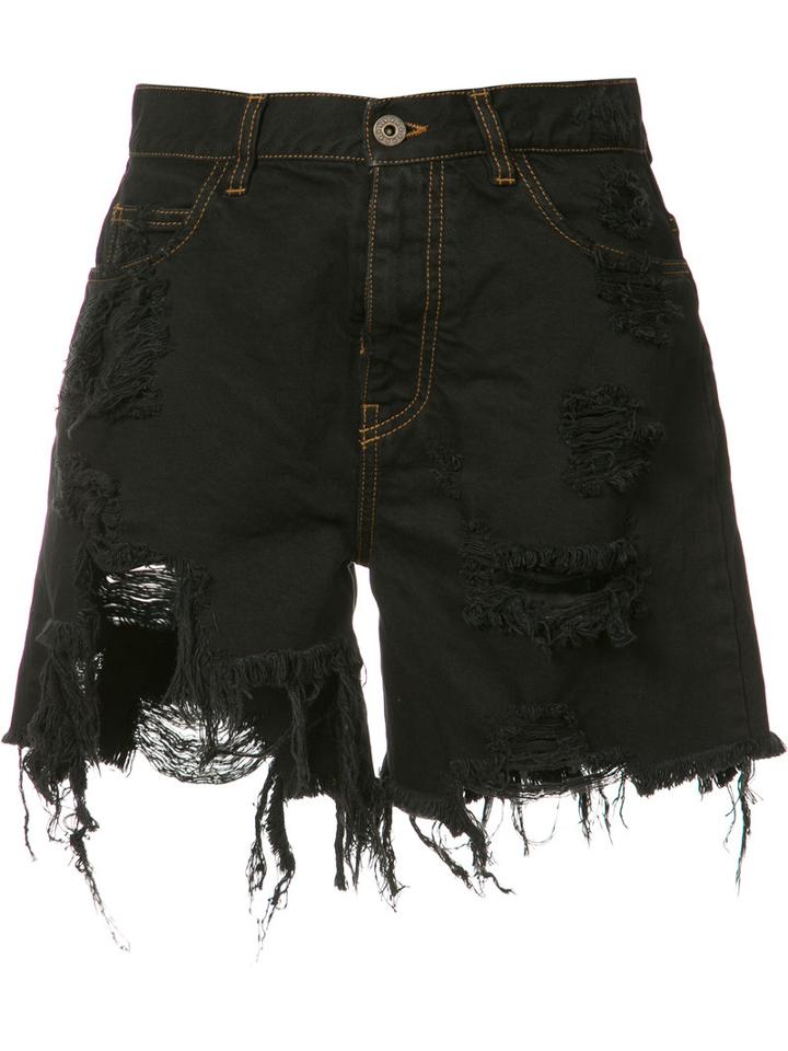 Faith Connexion - Destroyed Denim Shorts - Women - Cotton - S, Black, Cotton