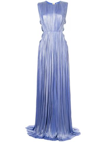 Maria Lucia Hohan Pleated Design Cut Out Sides Gown - Blue