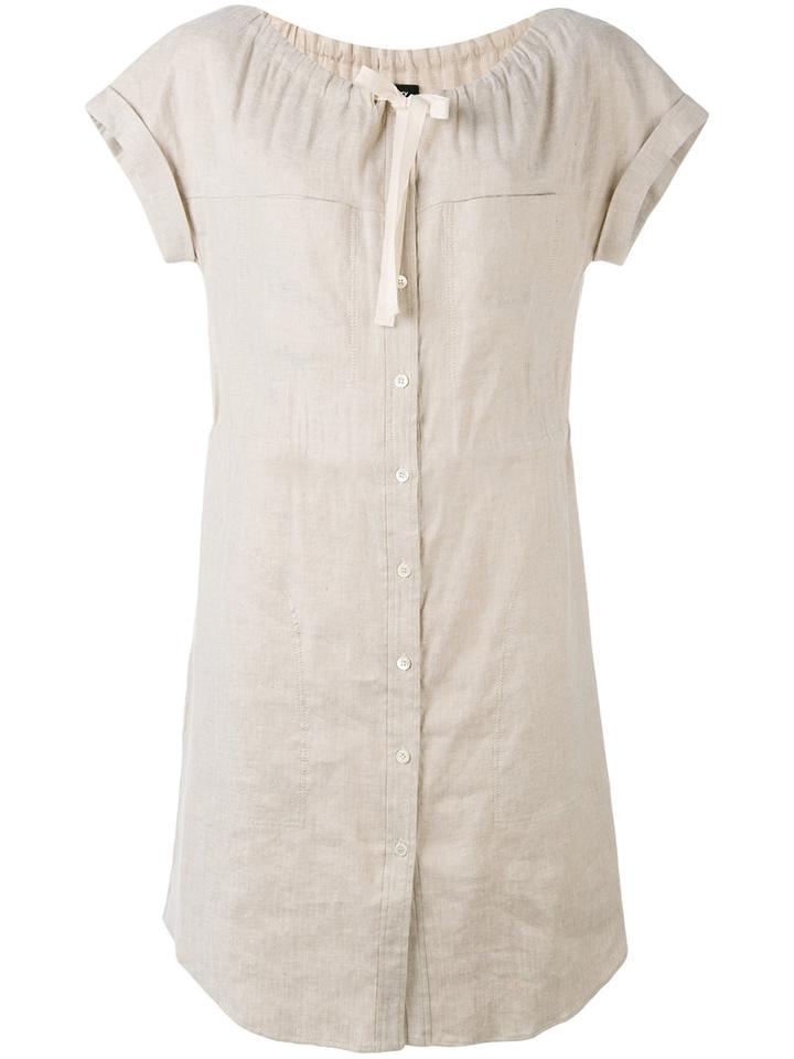 Theory - Drawstring Neck Shirt Dress - Women - Linen/flax/spandex/elastane/viscose - 2, Nude/neutrals, Linen/flax/spandex/elastane/viscose