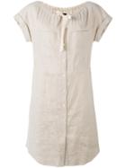 Theory - Drawstring Neck Shirt Dress - Women - Linen/flax/spandex/elastane/viscose - 2, Nude/neutrals, Linen/flax/spandex/elastane/viscose