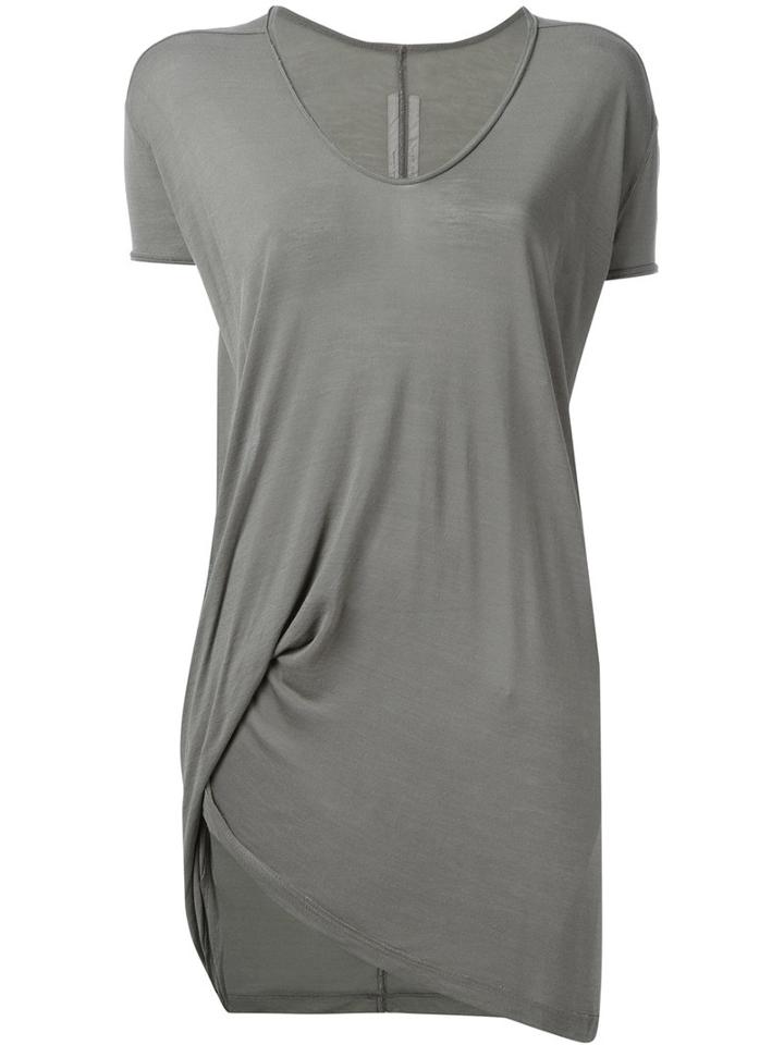 Rick Owens - Low Neck Hiked T-shirt - Women - Silk/viscose - 42, Green, Silk/viscose