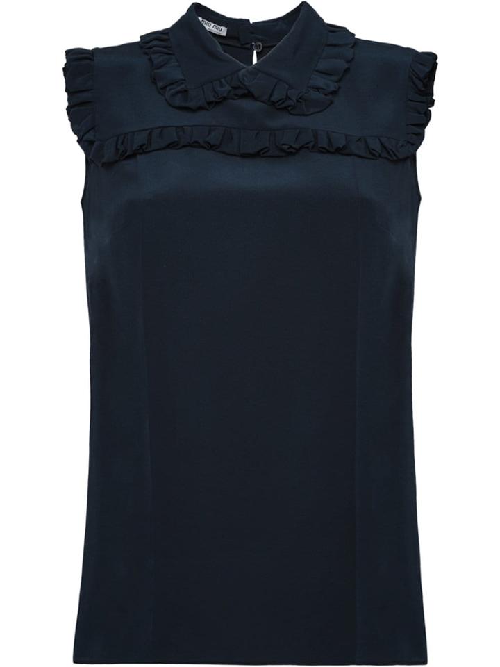 Miu Miu Ruffle Detail Sleeveless Blouse - Blue