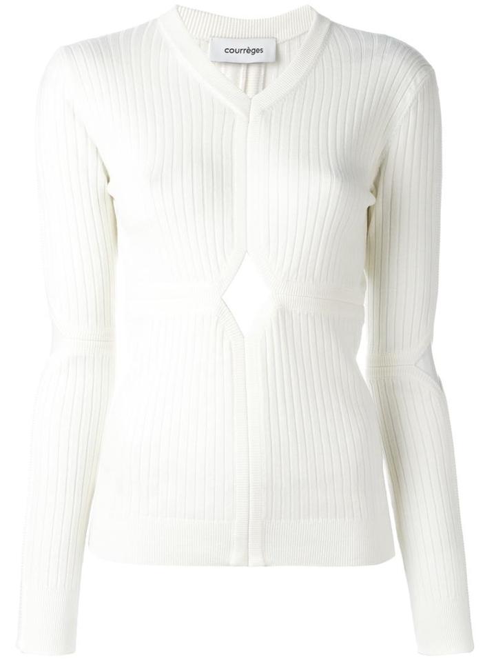 Courrèges Cut-off Detailing Knit Blouse, Women's, Size: 3, White, Merino/polyamide/spandex/elastane