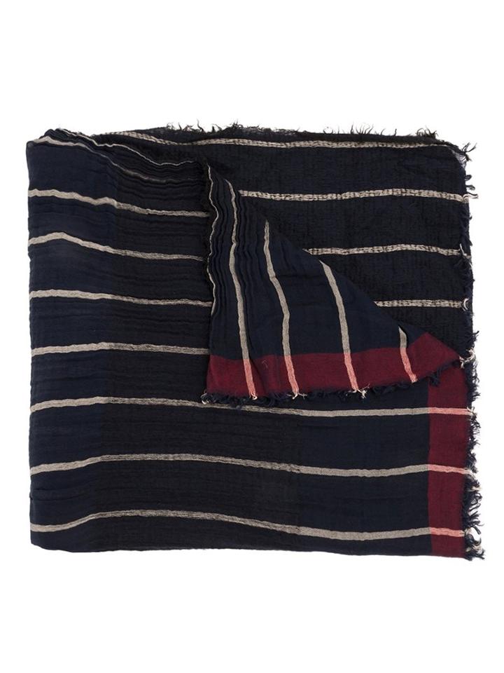 Uma Wang Striped Scarf, Men's, Blue, Cotton/polyamide/alpaca/virgin Wool
