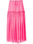 Apiece Apart Pleated Midi Skirt, Women's, Size: 4, Pink/purple, Rayon/silk