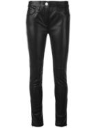 Versace Contrast Skinny Leather Trousers, Women's, Size: 38, Black, Lamb Skin/viscose/polyamide/viscose