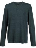 Vince Henley T-shirt, Men's, Size: Large, Green, Cotton/modal/cashmere