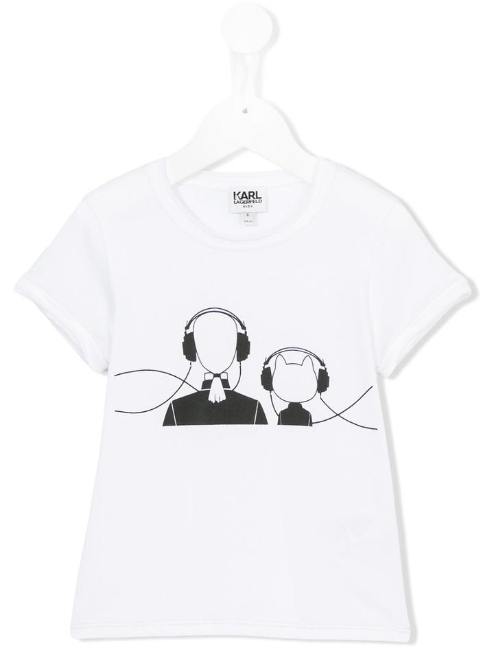 Karl Lagerfeld Kids Headphone Print T-shirt, Girl's, Size: 12 Yrs, White
