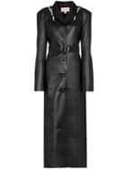 Matériel Belted Long Faux Leather Coat - Black