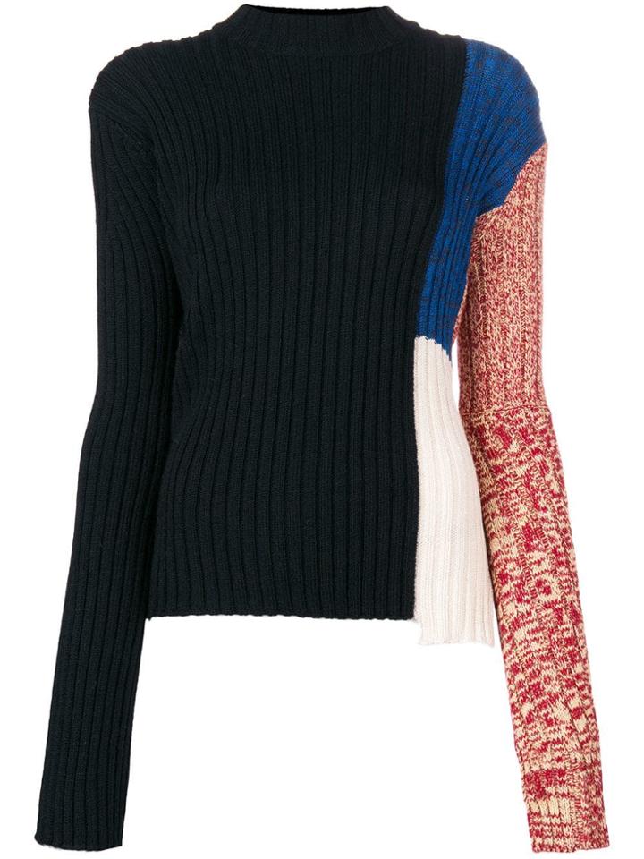 Calvin Klein 205w39nyc Colour Block Ribbed Sweater - Black