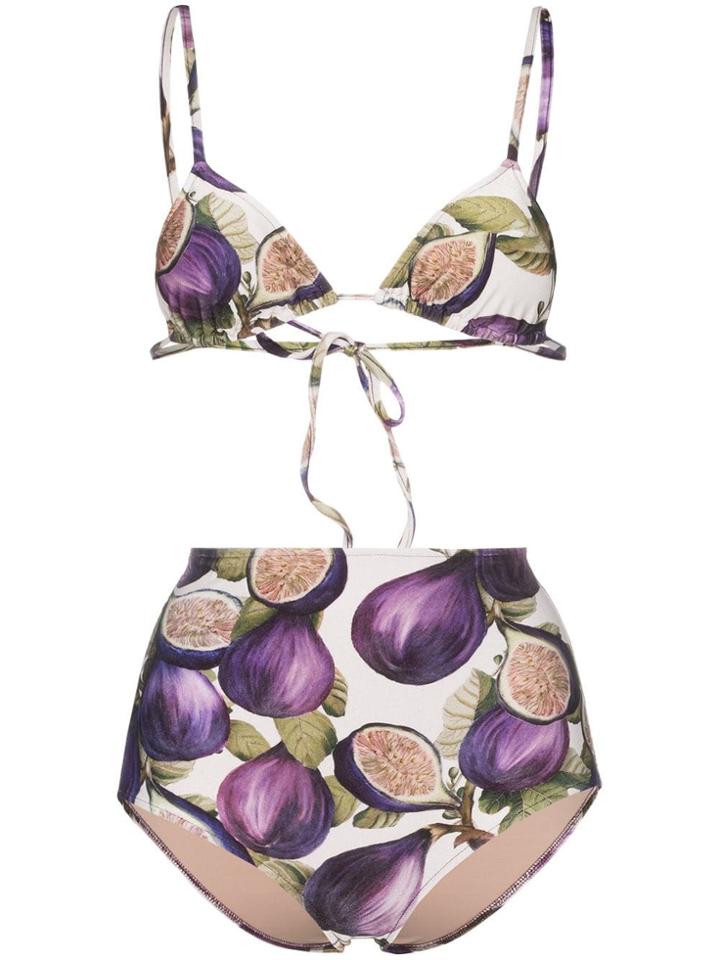 Adriana Degreas Fig Print High Waist Bottom Bikini - Purple