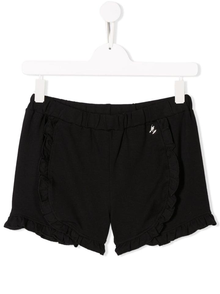 Mariuccia Milano Kids Teen Frill-trim Shorts - Black