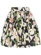 Dolce & Gabbana Lily Print Flared Cotton Mini Skirt - Hnkk8