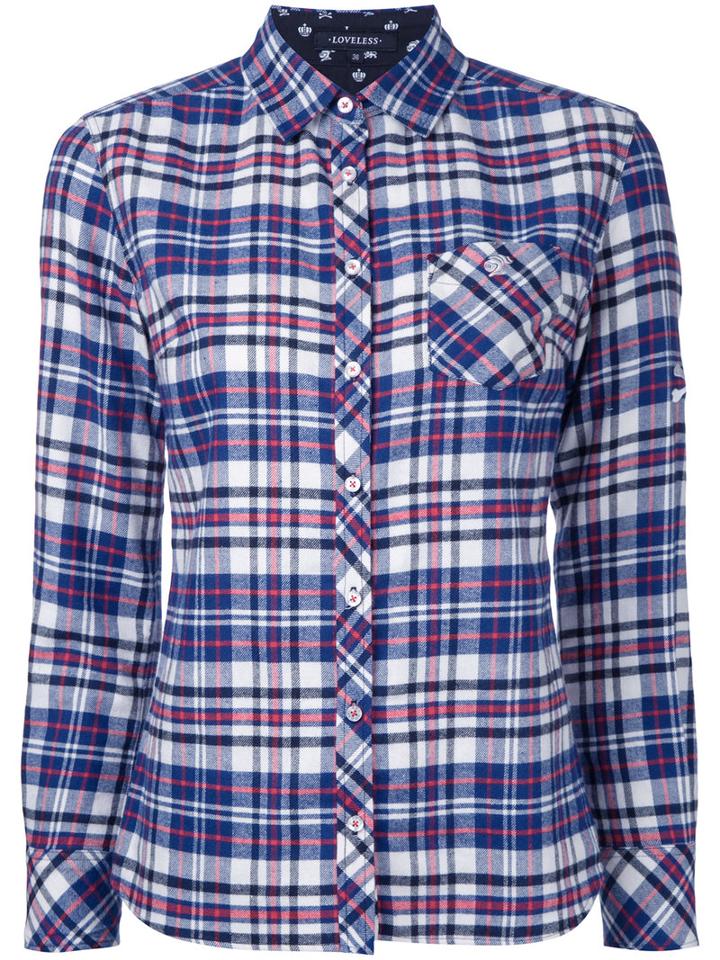 Loveless Checked Shirt, Women's, Size: 36, Blue, Cotton