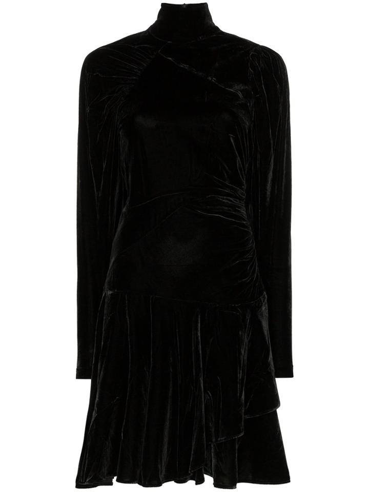 Rotate Ruched Velvet Mini Dress - Black