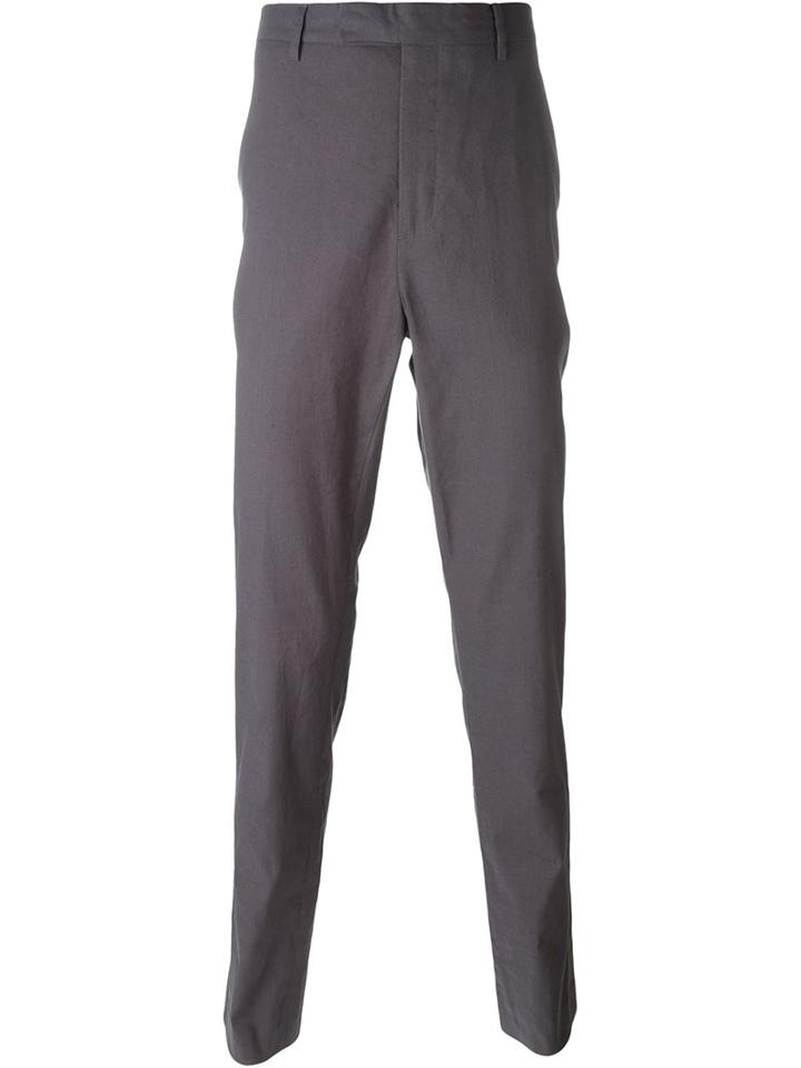 Kris Van Assche Tapered Drop Crotch Trousers, Men's, Size: 50, Grey, Cotton/linen/flax/spandex/elastane