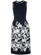 Oscar De La Renta Floral Appliqué Shift Dress - Blue