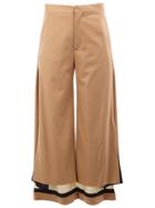 Undercover Contrast Hem High Waisted Trousers - Nude & Neutrals
