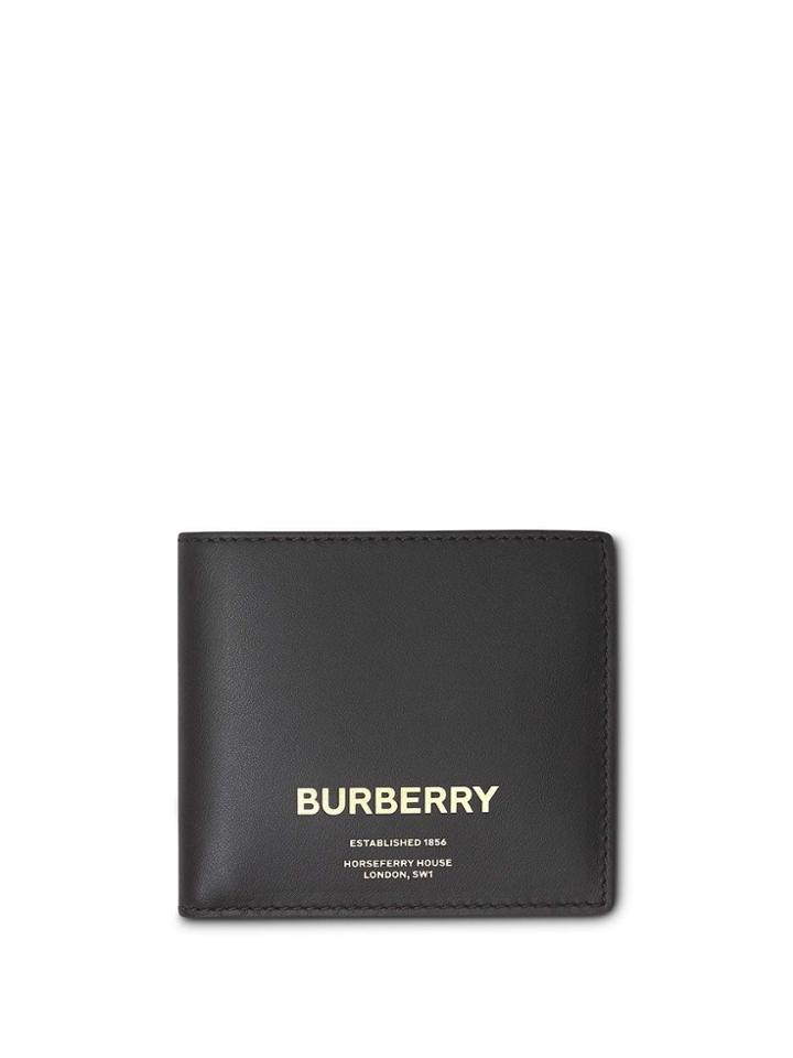 Burberry Horseferry Print Leather International Bifold Wallet - Black