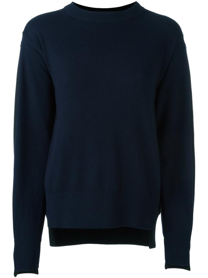 Sacai Jersey Back Jumper, Women's, Size: 2, Blue, Cotton/nylon/cashmere/wool