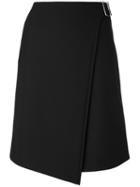 Carven Buckled Wrap Skirt, Women's, Size: 38, Black, Polyester/virgin Wool/acetate/viscose